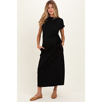 Maternity Side Tie Short Sleeve Midi Dress