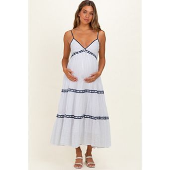 Maternity Printed Lace Tiered Maxi Dress