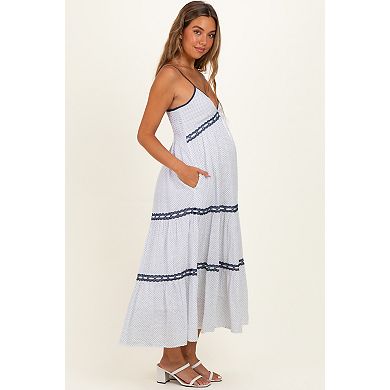 Maternity Printed Lace Tiered Maxi Dress