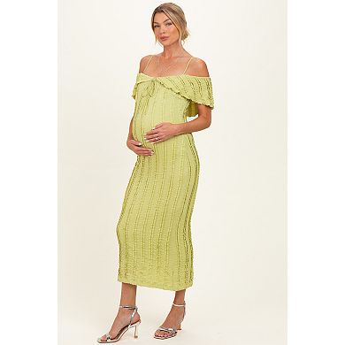 Maternity Off Shoulder Lace Knit Midi Dress