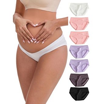 8 Packs Women's Low-Waisted Maternity Briefs Under the Bump Breathable Cotton Underwears