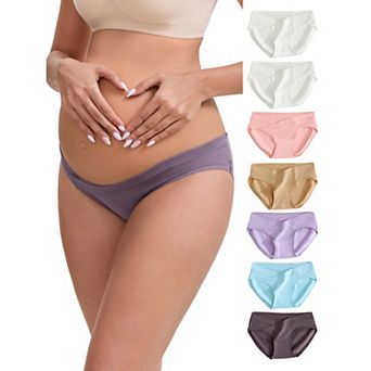 8 Packs Women's Low-Waisted Maternity Briefs Under the Bump Breathable Cotton Underwears