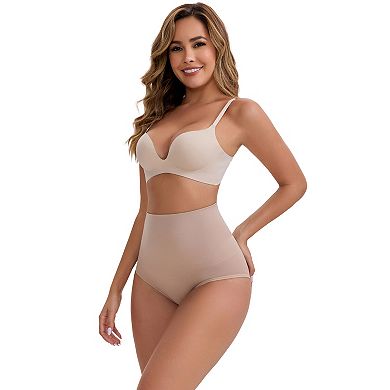 4 Packs Women's High-Waisted Tummy Control Hip Lifting Underwear Seamless Solid Body Control Panties