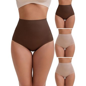 4 Packs Women's High-Waisted Tummy Control Hip Lifting Underwear Seamless Solid Body Control Panties