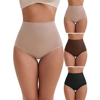 4 Packs Women's High-Waisted Tummy Control Hip Lifting Underwear Seamless Solid Body Control Panties