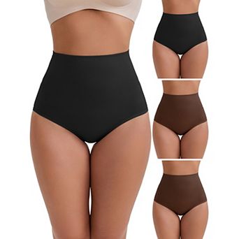 4 Packs Women's High-Waisted Tummy Control Hip Lifting Underwear Seamless Solid Body Control Panties