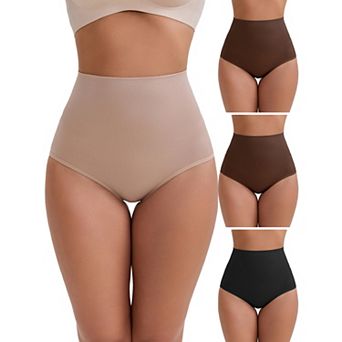 4 Packs Women's High-Waisted Tummy Control Hip Lifting Underwear Seamless Solid Body Control Panties