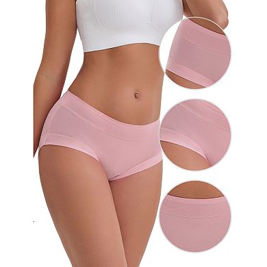 4 Packs Women's Mid-Waisted Modal Underwear Solid Cotton Full Coverage Briefs