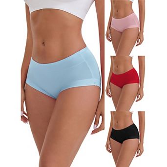4 Packs Women's Mid-Waisted Modal Underwear Solid Cotton Full Coverage Briefs