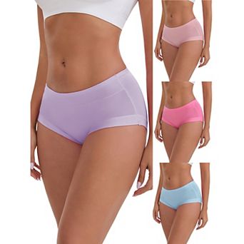4 Packs Women's Mid-Waisted Modal Underwear Solid Cotton Full Coverage Briefs