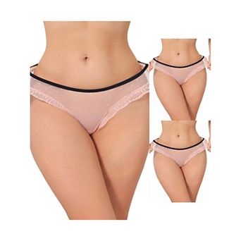 3 Packs Women's Lace Sheer Mesh Underwear Low Rise Bikini Polka Dot See Through Thongs