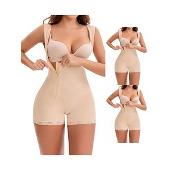 3 Packs Women's Open-Bust Side Zipper Adjustable Straps Tummy Control Hip Lifter Bodysuits