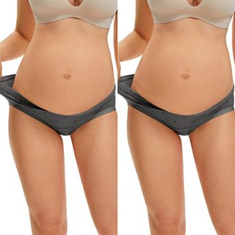 2 Packs Maternity Postpartum Underwear Low Rise Pregnancy Briefs with Belly Support V-Cut Waist