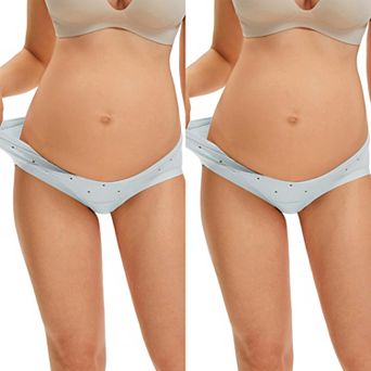 2 Packs Maternity Postpartum Underwear Low Rise Pregnancy Briefs with Belly Support V-Cut Waist