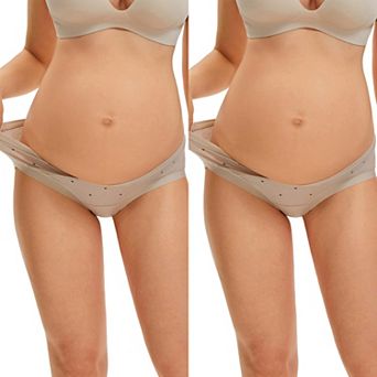 2 Packs Maternity Postpartum Underwear Low Rise Pregnancy Briefs with Belly Support V-Cut Waist
