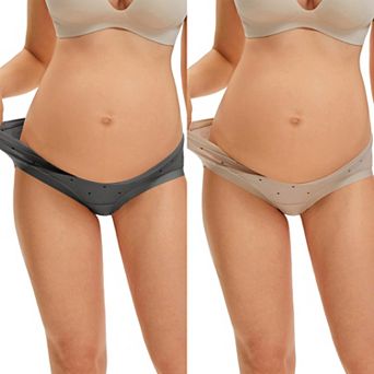2 Packs Maternity Postpartum Underwear Low Rise Pregnancy Briefs with Belly Support V-Cut Waist