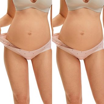 2 Packs Maternity Postpartum Underwear Low Rise Pregnancy Briefs with Belly Support V-Cut Waist