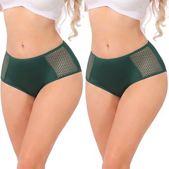 2 Packs Women's High Waisted Briefs Tummy Control Panties Slimming Underwear Breathable Mesh Panty