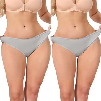 2 Packs Women's Low Rise Ribbed Underwear Panties Breathable Soft Stretch Briefs