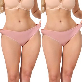 2 Packs Women's Low Rise Ribbed Underwear Panties Breathable Soft Stretch Briefs