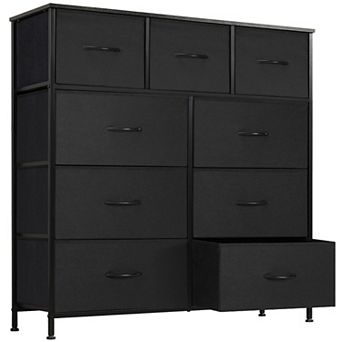 YIORTWO 9 Drawer Fabric Dresser Storage Organizer with Wooden Top