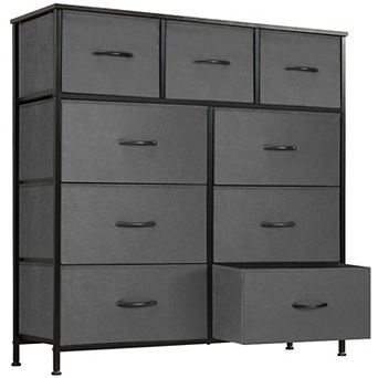 YIORTWO 9 Drawer Fabric Dresser Storage Organizer with Wooden Top