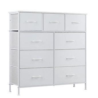 YIORTWO 9 Drawer Fabric Dresser Storage Organizer with Wooden Top
