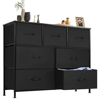 YIORTWO 7 Drawer Fabric Dresser Storage Organizer with Wooden Top for Bedroom Closet Hallway
