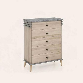 YIORTWO Farmhouse 5 Drawer Tall Dresser Chest Storage Organizer