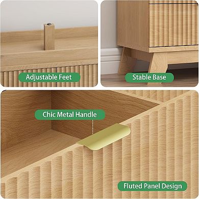 YIORTWO 6 Drawer Fluted Dresser for Bedroom Living Room Entryway Storage Organizer