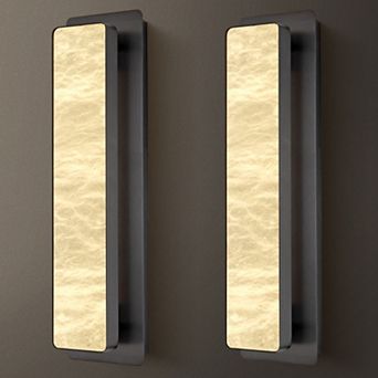 19 in Brass Alabaster Wall Sconces, Natural Wall Sconce Set of Two, Gold Marble Sconce