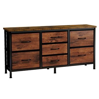 YIORTWO 6 Drawer Dresser with Wooden Top Metal Frame Storage Cabinet