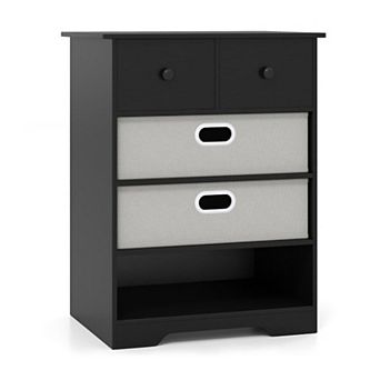 YIORTWO 4 Drawer Dresser with Open Shelves Modern Storage Organizer