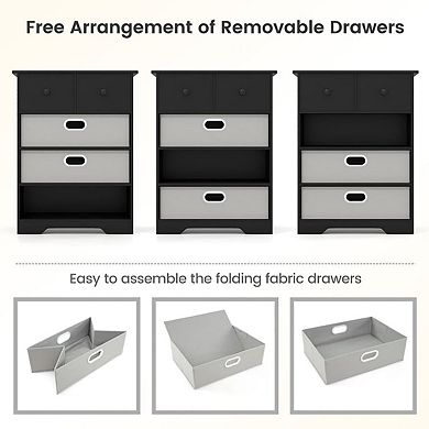 YIORTWO 4 Drawer Dresser with Open Shelves Modern Storage Organizer