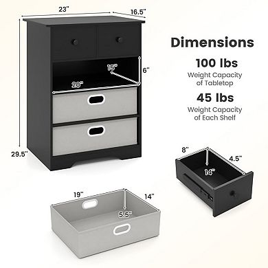 YIORTWO 4 Drawer Dresser with Open Shelves Modern Storage Organizer