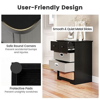 YIORTWO 4 Drawer Dresser with Open Shelves Modern Storage Organizer