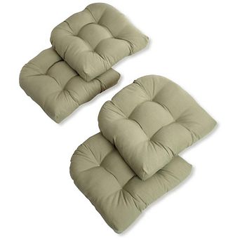 Blazing Needles U-Shaped Solid Twill Tuffed Dining Chair Cushions (Set of 4)