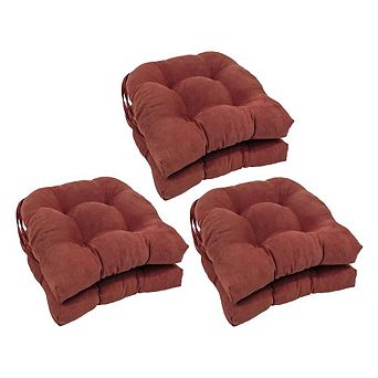 Blazing Needles Solid Microsuede U-shaped Tufted Chair Cushions (Set of 6)