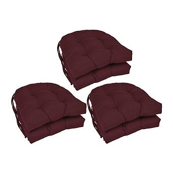 Blazing Needles Solid Twill U-shaped Tufted Chair Cushions (Set of 6)