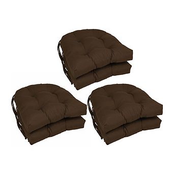 Blazing Needles Solid Twill U-shaped Tufted Chair Cushions (Set of 6)