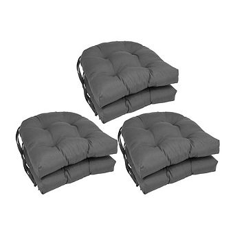 Blazing Needles Solid Twill U-shaped Tufted Chair Cushions (Set of 6)