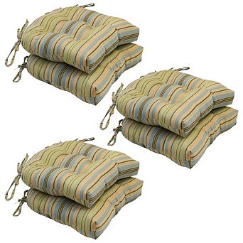 Blazing Needles U-shaped Jacquard Tufted Chair Cushions (Set of 6)