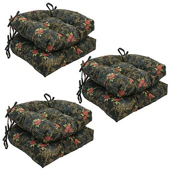 Blazing Needles U-shaped Jacquard Tufted Chair Cushions (Set of 6)