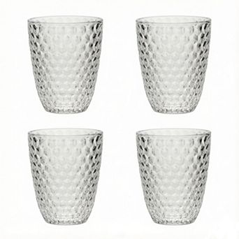 12oz Diamond Cut Acrylic Glasses Drinking Set of 4