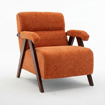 Mid Century Modern Accent Chair with Solid Wood Frame and Thick Cushion