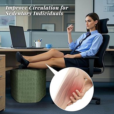 Corduroy Hexagon Pouf Ottoman Foam Footrest Storage Pockets Handle Seat