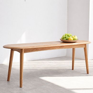 Heybly 47.2" Solid Oak Wood Dining Bench, 23 Seater Wooden Bench