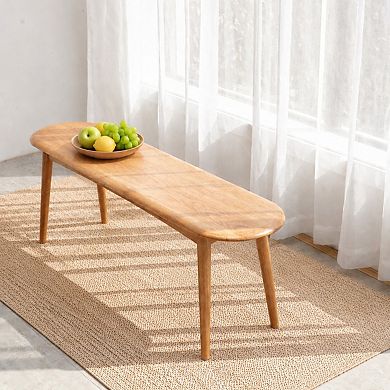 Heybly 47.2" Solid Oak Wood Dining Bench, 23 Seater Wooden Bench