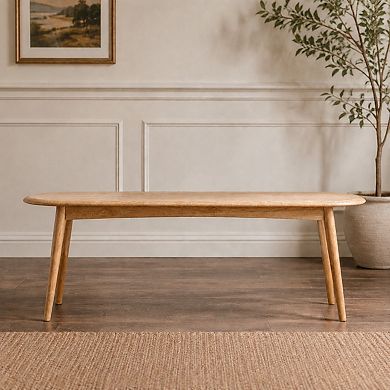 Heybly 47.2" Solid Oak Wood Dining Bench, 23 Seater Wooden Bench
