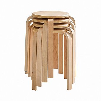 Heybly Set of 4 Stackable Solid Wood Stools for Kitchen or Classroom